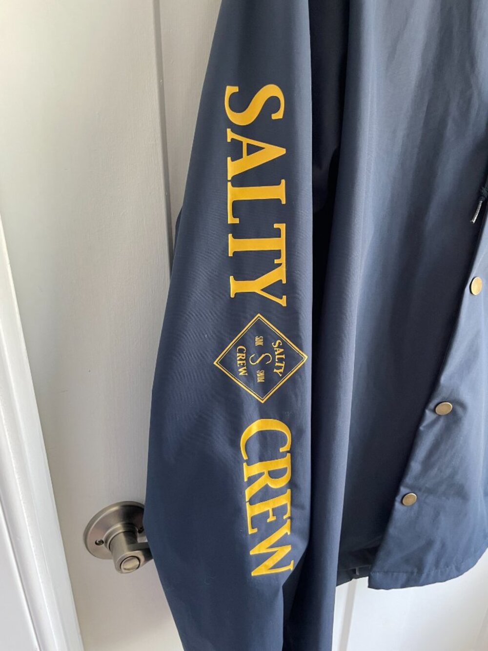 Salty Crew Tippet Hooded Jacket Navy Blue Nautical Rain Coat Parka Men's XL - Picture 6 of 16